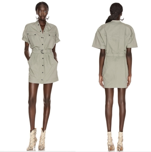 Isabel Marant Etoile Zolina Belted Dress Green 12 NWOT - Picture 3 of 8